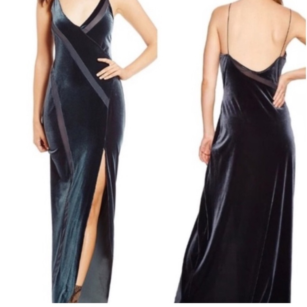 Free People Spliced Velvet Maxi Slip Dress, Size Small